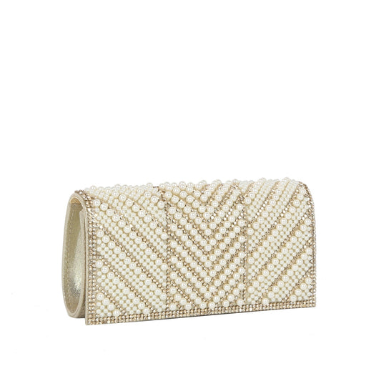 Pearl Beaded Rhinestone Clutch Evening Bag